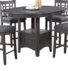 Contemporary Dining Room Counter Height 5pc Dining Set Round Table w Leaf And 4x Side Chairs Gray Finish Solid wood