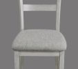 Rustic Farmhouse Transitional 5-Piece Dining Set Rectangular Table Linen Look Fabric Upholstered Chair Seat Wooden Dining Room Furniture White/Gray Dr