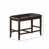 Contemporary Counter Height Dining 6pc Set Table w Butterfly Leaf 4x Chairs A Bench Brown Finish Rubberwood Chairs Cushions Kitchen Dining Room Furnit