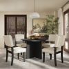 TOPMAX Modern 5-Piece Round Dining Table Set Pedestal Kitchen Table Set with 4 Upholstered Dining Chairs for Studio, Apartment, Small Places, Black