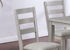 Classic Simple Rustic Gray Finish 7pc Dining Set Kitchen Dinette Wooden Top Table and Chairs Cushions Seats Ladder Back Chair Dining Room