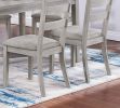 Classic Simple Rustic Gray Finish 7pc Dining Set Kitchen Dinette Wooden Top Table and Chairs Cushions Seats Ladder Back Chair Dining Room