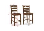 Casual 5-Piece Counter Height Dining Square Table Side Chairs Kitchen Table Dining Room Wooden Furniture Set Brown Finish