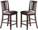 Contemporary Counter Height Dining 6pc Set Table w Butterfly Leaf 4x Chairs A Bench Brown Finish Rubberwood Chairs Cushions Kitchen Dining Room Furnit