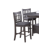 Contemporary Dining Room Counter Height 5pc Dining Set Round Table w Leaf And 4x Side Chairs Gray Finish Solid wood