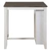 Transitional Design White and Gray Finish 3-piece Pack Counter Height Set Table w Display Shelf USB ports and 2x Counter Height Chairs Fabric Upholste
