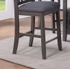 Contemporary Dining Room Counter Height 5pc Dining Set Round Table w Leaf And 4x Side Chairs Gray Finish Solid wood