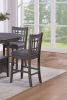 Contemporary Dining Room Counter Height 5pc Dining Set Round Table w Leaf And 4x Side Chairs Gray Finish Solid wood