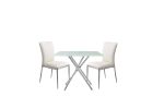 3 Pieces 36" Inch Contemporary Elegance Squared Dining Set In Soft White