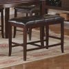 Contemporary Counter Height Dining 6pc Set Table w Butterfly Leaf 4x Chairs A Bench Brown Finish Rubberwood Chairs Cushions Kitchen Dining Room Furnit