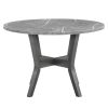 Beautiful 5-Pc Round Gray Stone Table Glitter Gray Finish Upholstered Chairs Dining Room Wooden Dining Set Furniture Transitional Style