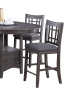 Contemporary Dining Room Counter Height 5pc Dining Set Round Table w Leaf And 4x Side Chairs Gray Finish Solid wood